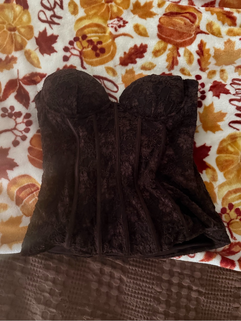 Zara Lace Bustier Corset - Dark Brown